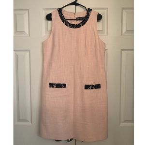 Karl Lagerfeld Blush Pink Shift Dress w Lace Trim